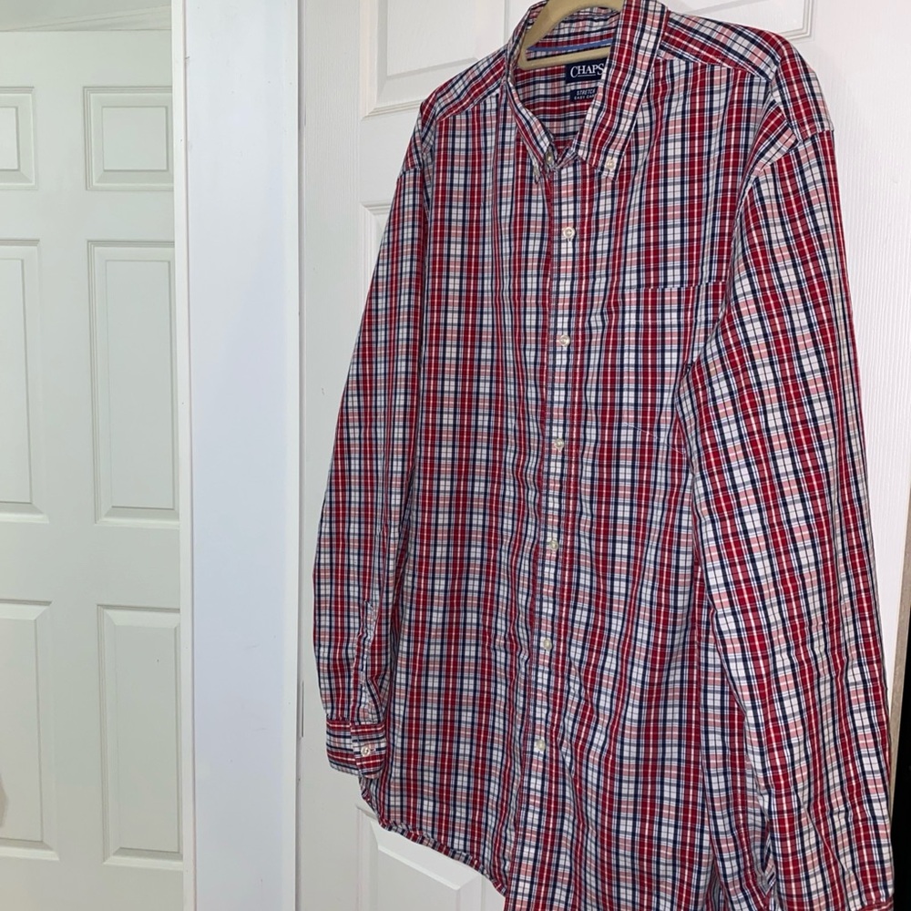 Chaps Red and Blue Casual Button Down Shirt - Picture 2 of 3